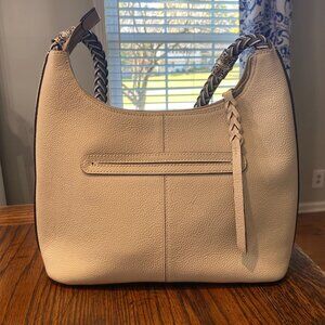 Brighton Bellaire Hobo bag off white leather purse with braided strap NEW